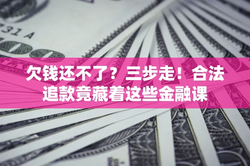 武汉欠钱还不了？三步走！合法追款竟藏着这些金融课